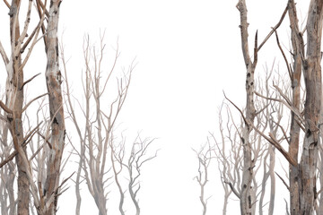 Wall Mural - stunning landscape of dry trees on a white background.