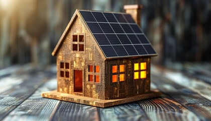 Wall Mural - solar panel house 3d render icon illustration 