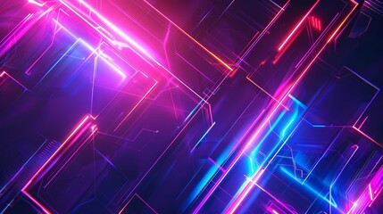 Wall Mural - futuristic abstract background with glowing neon lines and shapes created with generative ai digital art