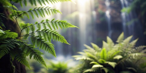 Poster - Verdant ferns in a misty forest