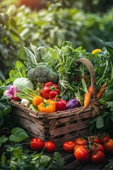 Poster - Harvest organic vegetables in the garden. Selective focus.