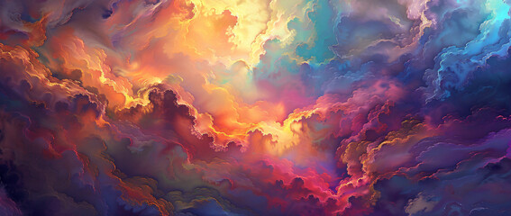 Wall Mural - Colorful clouds and sky background with colorful abstract colors, psychedelic color palette, surreal landscape, fantasy sky