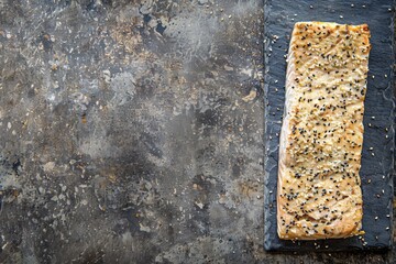 Wall Mural - Seasoned salmon fillet on rustic stone background