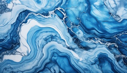 Canvas Print - a hyper-realistic texture of blue marble, capturing the intricate veins and depth reminiscent of ocean waves and seafoam