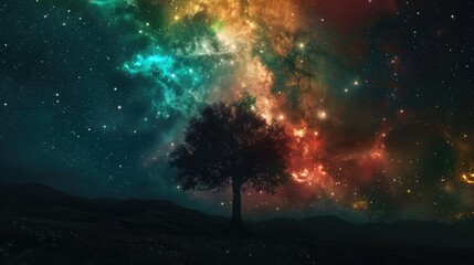 Wall Mural - Explosion of Colors in the Night Sky