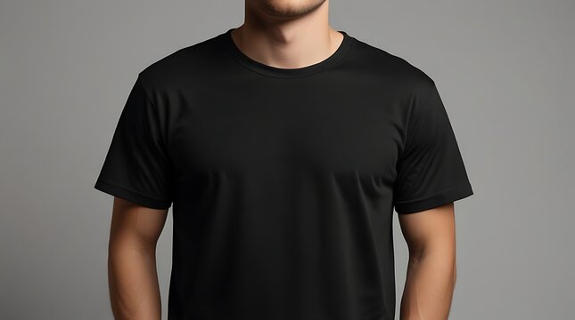 blank black premium t shirt mockup. studio presets. black sweat shirt. crew neck mock up isolated on