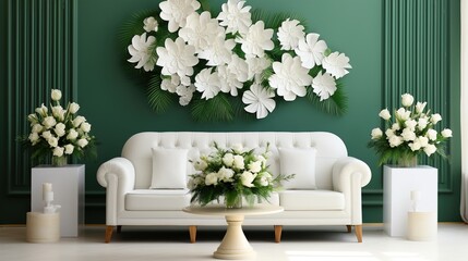 Poster - white armchair and flowers