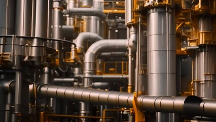 Poster - Extensive Array of Pipes Inside a Industrial Building Generative AI