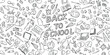 © doom.ko - Hand drawn school supplies. Back to school doodle large set of elements. School object collection. vector illustration