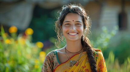 Wall Mural - Indian rural woman smiling