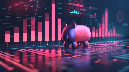 Poster - Detailed Digital Financial Analytics Dashboard Displaying Varying Loan and Savings Interest Rates on a High Tech Interface with Colorful Graphs Charts and Infographic Elements