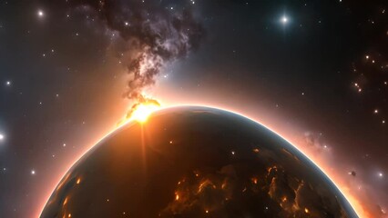 Poster - Earth Viewed From Space With Stars Background Generative AI