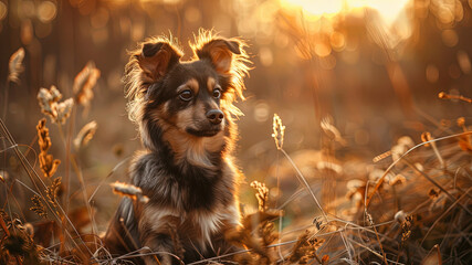 Wall Mural - close up of a prretty dog in the park, beautiful dog in the grass, portrait of a dog