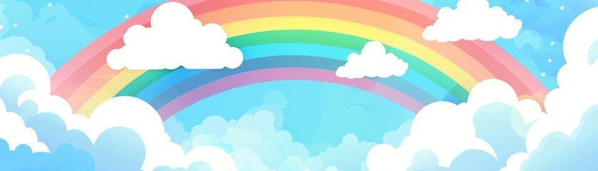 Naklejka na meble Rainbow clouds flat design top view fantasy animation vivid