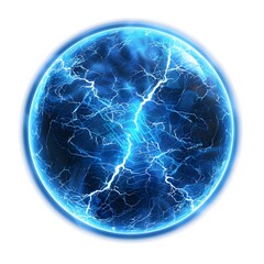 A high-resolution image of an isolated blue electricity sphere, ideal for design projects.