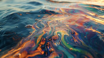 Wall Mural - A colorful swirl of water with bubbles and oil floating on top