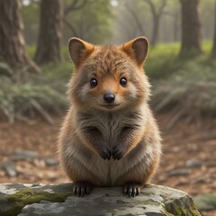 Sticker - AI generated illustration of a small adorable animal in the forest