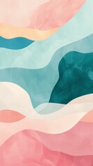 Wall Mural - Vibrant, modern abstract design with flowing waves in pastel colors
