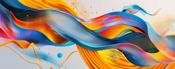 Wall Mural - Dynamic and colorful abstract wave pattern with a fluid gradient effect