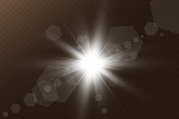 Wall Mural - Spark of light.The star flashes brightly.Set of glowing effects.	
