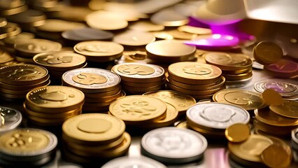 Poster - Stack of Coins on Table Generative AI