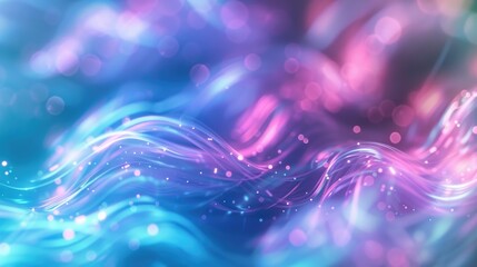 Poster - Abstract background with neon blur glow and defocused ultraviolet radiance in blue, pink, and green, creating a soft, illuminated texture