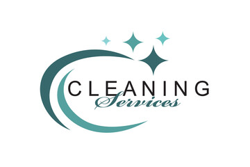 cleaning service design with sparkle stars isolated on white background
