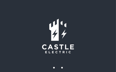 Sticker - electric castle logo design vector silhouette illustration