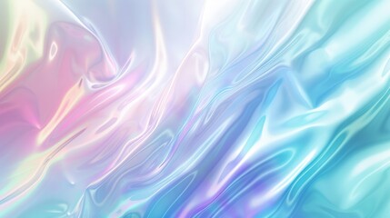 Poster - A smooth, blurred abstract background with a pastel gradient of blue, purple, and green, creating a holographic effect