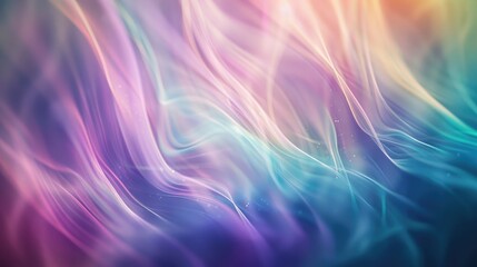 Poster - A smooth, blurred abstract background with a pastel gradient of blue, purple, and green, creating a holographic effect