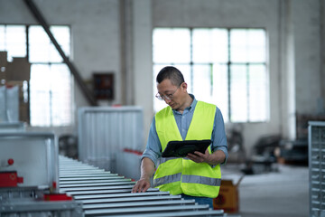 Wall Mural - person working with tablet in workshop