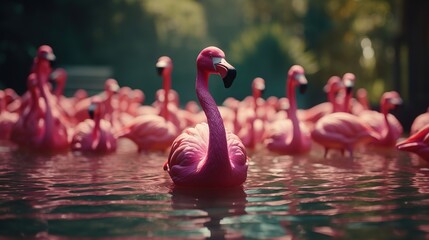 Poster - flamingo in the water