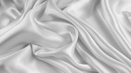 Poster - White silver fabric background with a silky satin texture and a soft, natural blur, perfect for an elegant visual