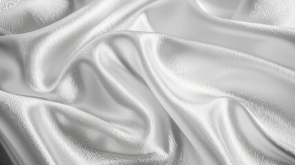 Poster - White gray satin fabric background with smooth, blurred patterns and a natural, luxurious texture