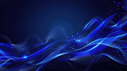 Poster - Hi-tech abstract blue background with flowing particle curves, creating a modern and futuristic visual effect