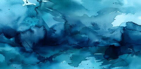 Wall Mural - Abstract Blue Watercolor Background with Teal and Dark Colors