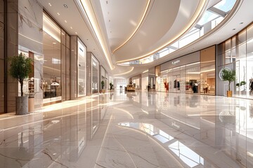 Wall Mural - A large mall with a tree in the center and many stores