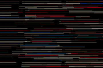 Poster - Screen display scan lines pattern in multicolor on black