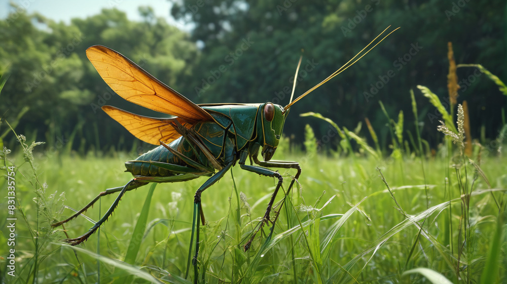 Amidst the Territory of the Colossal Grasshopper Lord, towering blades ...