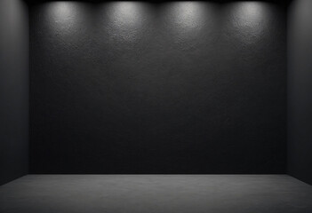 Poster - Black, dark and gray abstract cement wall and studio room , interior texture for display products. wall background