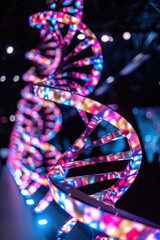 Aufkleber - DNA double helix. DNA molecule structure. Medical science research of chromosome DNA genetic biotechnology in human genome cell. Science laboratory experiments analysis and genetic engineering study.