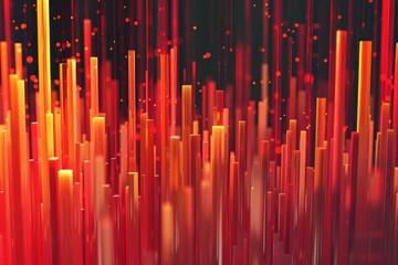 Poster - Digital abstract image with vibrant orange and red light streaks on a dark background