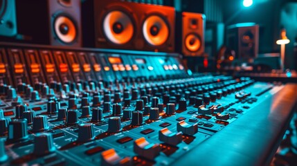 Aufkleber - A sound mixing console in a recording studio being used to adjust audio levels of tracks being recorded or mixed. Generative AI