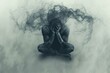 © anatolir - Artistic image of a person in distress, head in hands with smoke resembling overwhelming thoughts