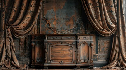 Antique wooden dresser backdrop