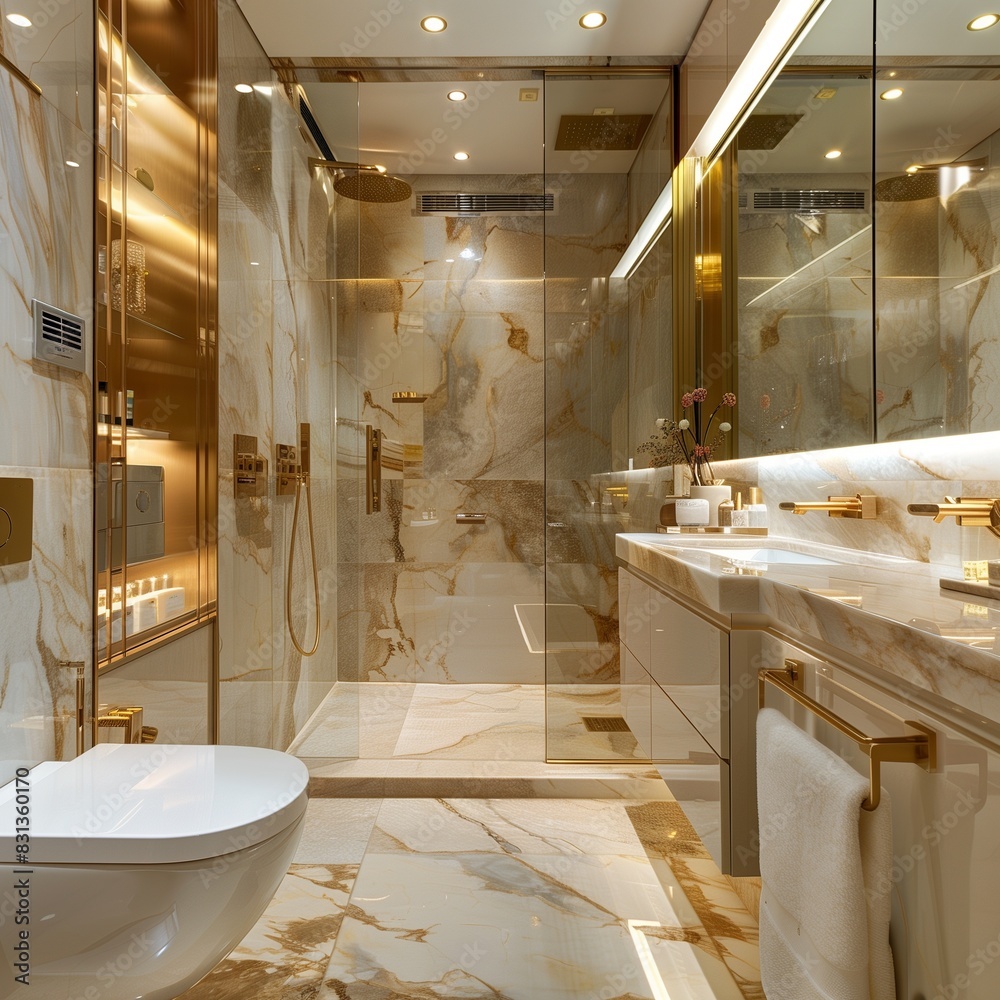Luxury interior design of a bathroom with marble walls --v 6.0 ...