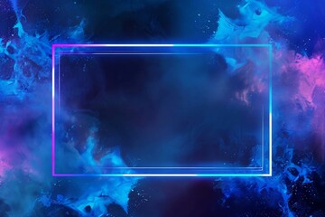 Poster - Abstract digital art featuring a neon rectangle frame against a vibrant cosmic backdrop