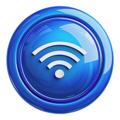 Glossy blue wifi symbol icon with a sleek modern design
