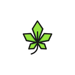 Wall Mural - Chestnut leaf. Flat thin line illustration. Plant, flora, foliage. Leaf concept. For nature, ecology, environment