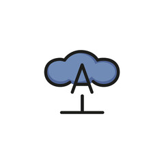 Poster - Icon of cloud storage with school marks. Convenient service for pupils, grade, downloading. Computing in school concept. Can be used for topics like online test, database, information